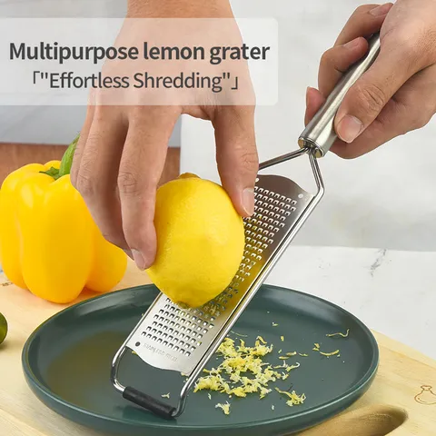304 Stainless Steel Cheese Grater Lemon Zester Chocolate Shredder Kitchen Tool with Protective Cover and Brush