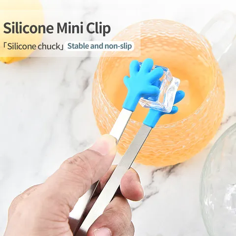 Mini Stainless Steel Silicone Food Tongs Ice Tong Sugar Tongs For Kitchen Bar Coffee Tea Party Small Cooking Tongs Gadgets