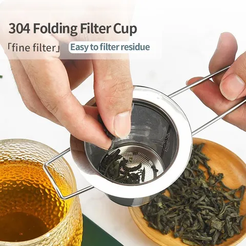 Passoire à Thé Pliable en Acier Inoxydable Infuseur à Thé Portable Avec Poignées Pliables Pour Cuisine À Domicile Tasse Filtre à Thé