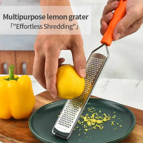 Stainless Steel Lemon Zester And Cheese Grater With NonSlip Handle And Protective Cover Kitchen Tool For Citrus Chocolate Vegetable Peeling