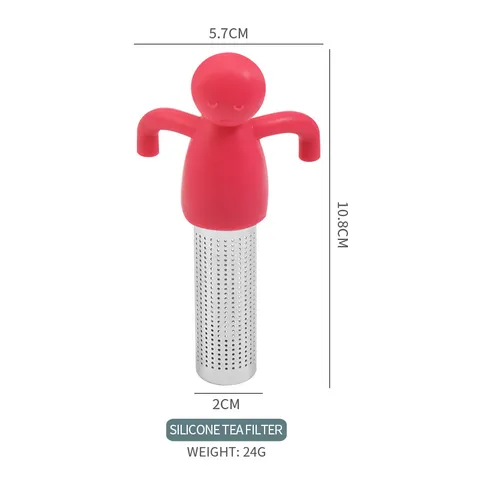 Infusor de té de silicona humanoide creativo de acero inoxidable lindo filtro de té de hojas sueltas para oficina hogar cocina vajilla de té regalo
