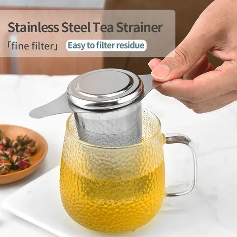 Passoire à Thé en Acier Inoxydable Avec Couvercle Infuseur à Thé à Maille Fine Filtre à Thé en Vrac Accessoires de Tasse
