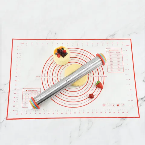 Rouleau à Pâtisserie en Acier Inoxydable Épaisseur Réglable Avec Anneaux Amovibles pour Cuisine Pâtisserie