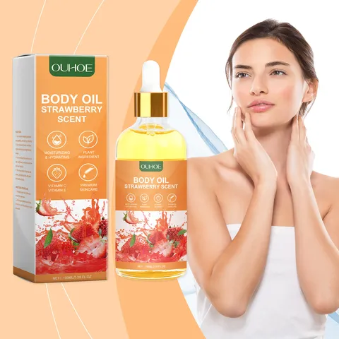 Aceite Corporal de Fresa Hidratante Extracto Botánico Aceite de Masaje Corporal con Vitaminas para el Cuidado de la Piel