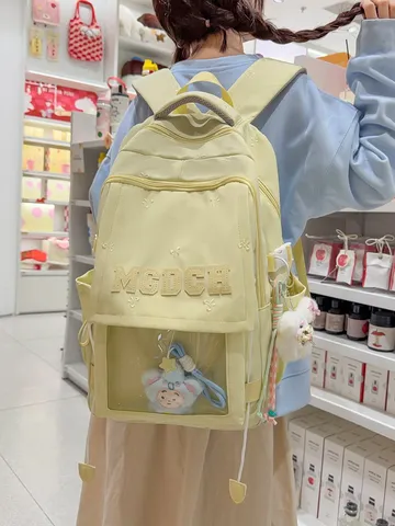 Japanese Style Kawaii Large Capacity School Backpack For Students Junior High School Nylon PVC Transparent Window Ita Bag Backpack