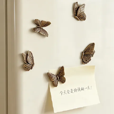 3D Stereoscopic Butterfly Resin Refrigerator Magnet Metal Texture Simulation Butterfly Wall Decor Creative Home Decoration