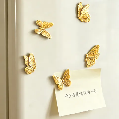3D Stereoscopic Butterfly Resin Refrigerator Magnet Metal Texture Simulation Butterfly Wall Decor Creative Home Decoration