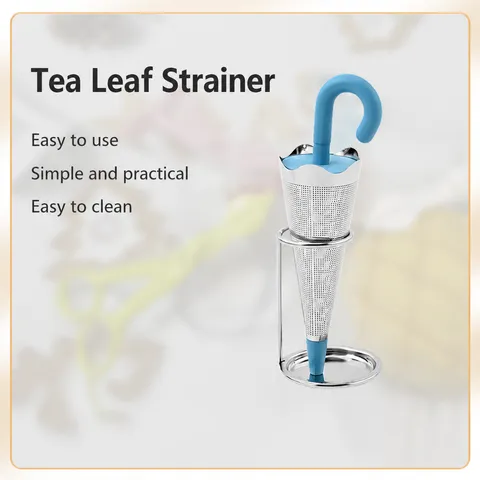 Infuseur à Thé en Forme de Parapluie en Acier Inoxydable Avec Poignée en Silicone et Égouttoir Passoire à Thé Créative