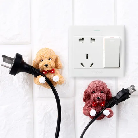 Cute Cartoon Dog Resin Wall Hook Self Adhesive Plug Holder Key Hanger Animal Decorative Hooks For Home