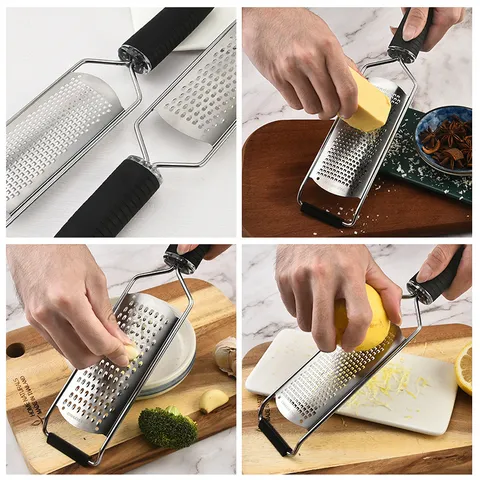 Stainless Steel Cheese Grater And Lemon Zester Kitchen Tool With Non-Slip Handle For Cheese Vegetable Chocolate