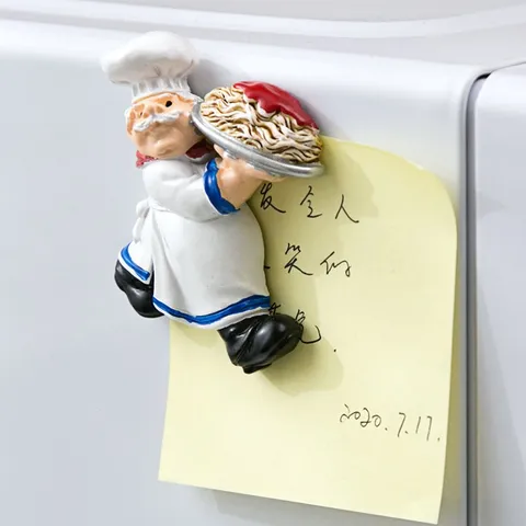 Creative Cartoon Chef Resin Refrigerator Magnet Cute 3D Magnetic Sticker Message Board Home Kitchen Decoration Craft