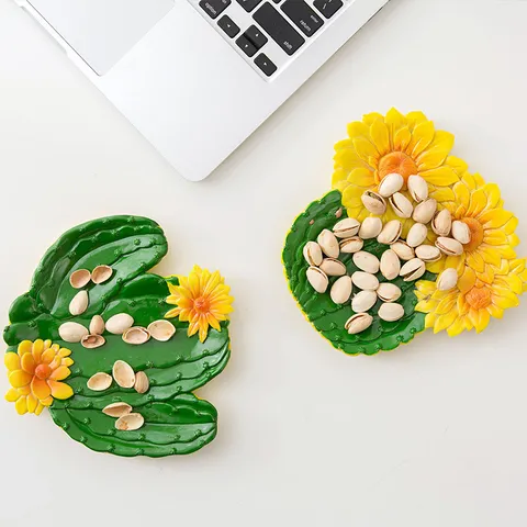 Synthetic Resin Plant Fruit Tray Sunflower Cactus Storage Box Decorative Tray Jewelry Organizer Desktop Ornament
