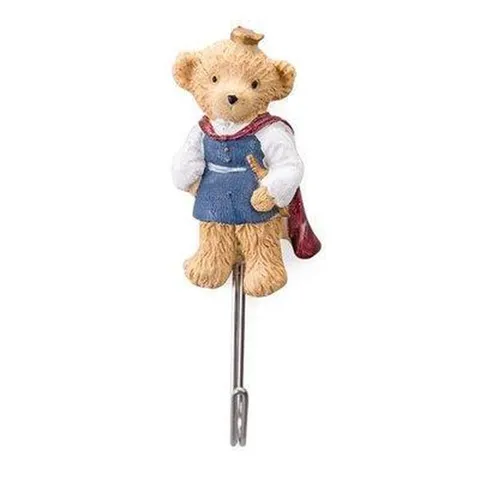 British Bear Wall Hook Stainless Steel Adhesive Decorative Coat Hanger Resin Cartoon Wall Mounted Storage Hook