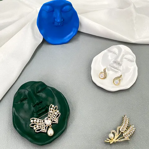 Creative Human Face Resin Jewelry Dish Storage Tray Candle Tray Aesthetic Nordic Home Decor Desktop Organizer