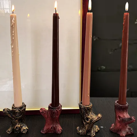 Vintage Resin Tree Stump Candlestick Pastoral Style Candle Holder Photography Props Home Decor Table Centerpiece Ornaments