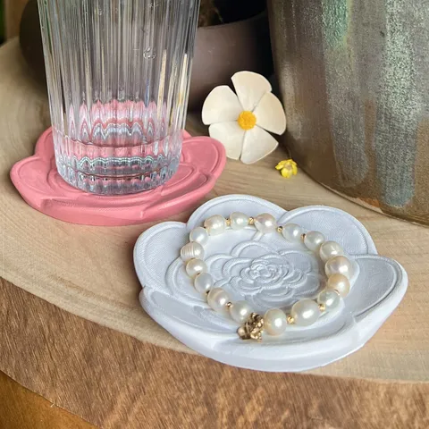 Ins Style Irregular Resin Camellia Flower Jewelry Tray Ring Earring Storage Dish Aesthetic Desktop Photography Prop
