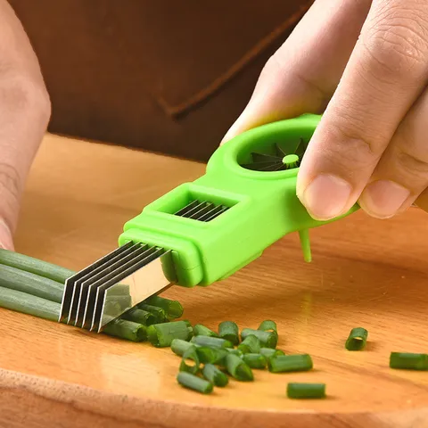 Coupe-Oignons Verts Multifonctionnel Broyeur en Acier Inoxydable Cuisine Légume Outil de Tranchage Couteau à Oignon Gadget