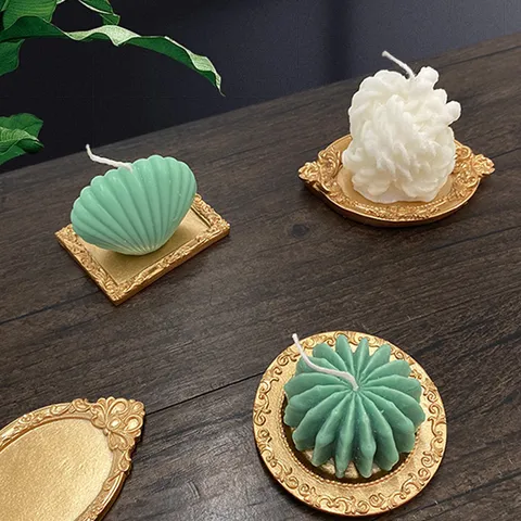 European Vintage Resin Jewelry Tray Gold Baroque Relief Decorative Display Plate Storage Tray Home Decor Photo Props