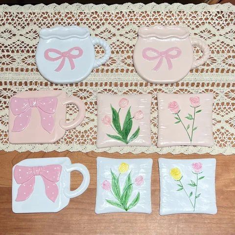 Resin Bowknot Jewelry Dish Nordic Cute Pink White Storage Tray Decorative Coaster Aesthetic Desktop Organizer