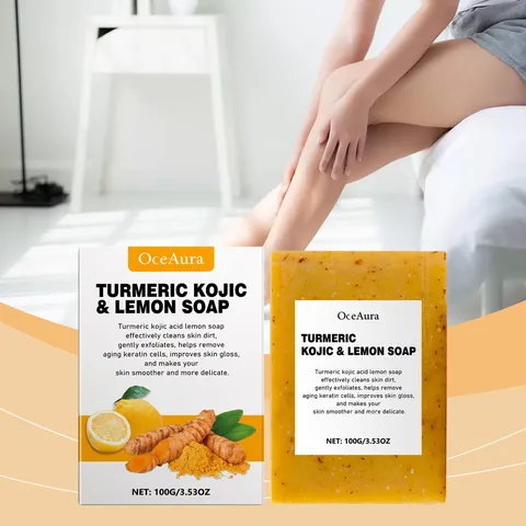 Savon au Curcuma Acide Kojique et Citron Barre de Nettoyage Visage et Corps Soin Naturel Savon Fait Main