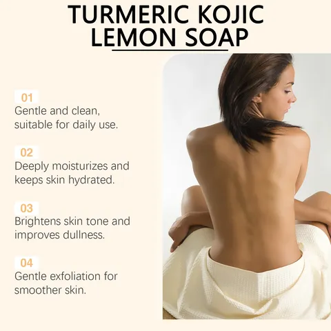 Savon au Curcuma Acide Kojique et Citron Barre de Nettoyage Visage et Corps Soin Naturel Savon Fait Main