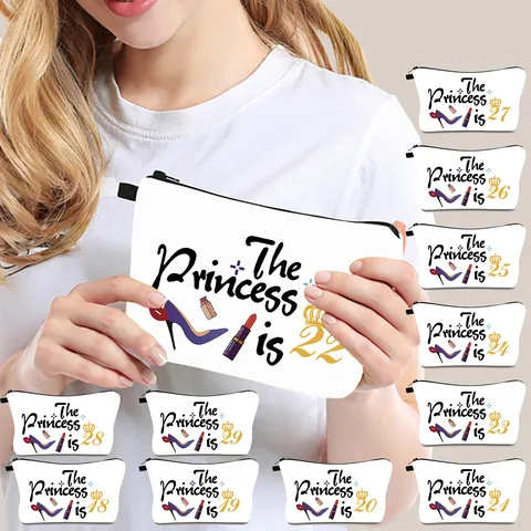 Alles Gute Zum Geburtstag Geschenk Kulturtasche Für Frauen The Princess Is 18-29 Druck Reise Kosmetiktasche Handtasche
