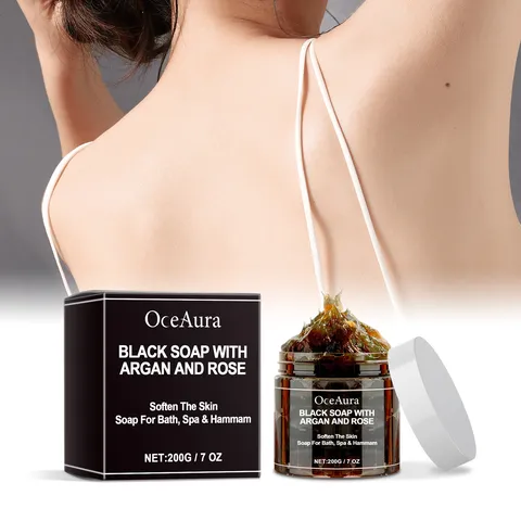 OceAura Zwarte Zeep Met Arganolie En Roos Diepe Reiniging Vochtinbrengende Body Wash Langdurige Geur Badzeep