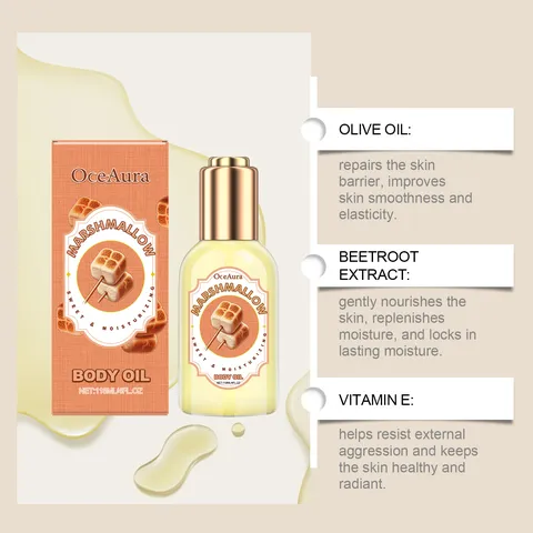 Marshmallow Body Oil Hydrating And Moisturizing Body Care Oil Lightweight Fast Absorbing Skin Nourishing