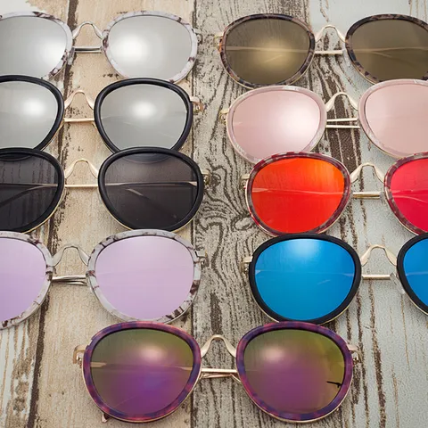 Fashion Oversized Round Frame Sunglasses UV400 Protection Metal Plastic Mixed Frame Retro Sun Glasses For Women Men