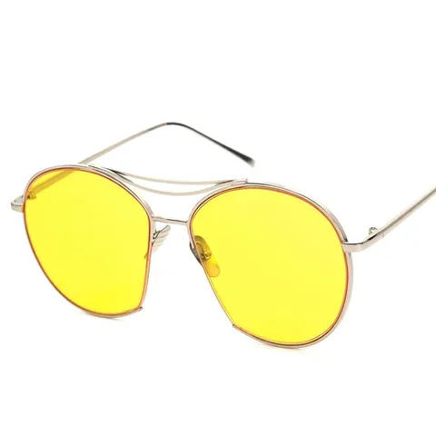 Mode Pilotenbrille Mehrfarbig Sonnenbrille Für Damen Herren Geometrisch Doppelbrücke Metallrahmen Klare Farbige Linsen UV400 Brillen