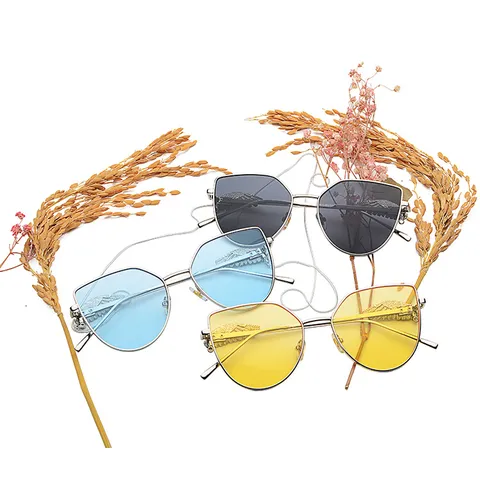 Gafas de Sol de Moda Serie Ala Marco de Metal Steampunk Poligonal Para Mujeres Hombres Protección UV400 Ojo de Gato Gafas de Diseñador
