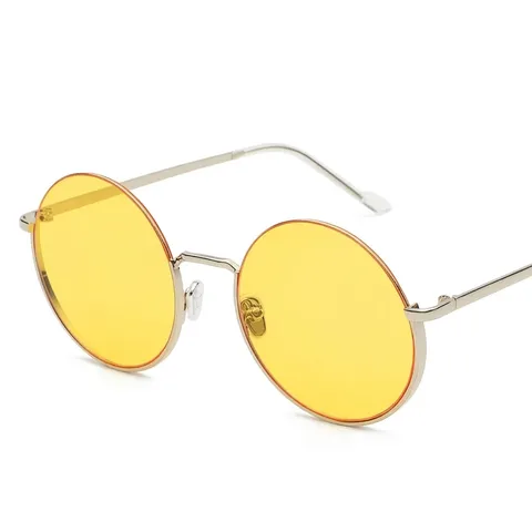 Occhiali da Sole Rotondi alla Moda Montatura a Metà in Metallo Protezione UV400 Colori Caramella per Uomo Donna Stile Coreano Retrò