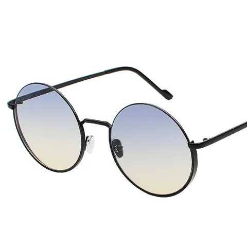 Occhiali da Sole Rotondi alla Moda Montatura a Metà in Metallo Protezione UV400 Colori Caramella per Uomo Donna Stile Coreano Retrò
