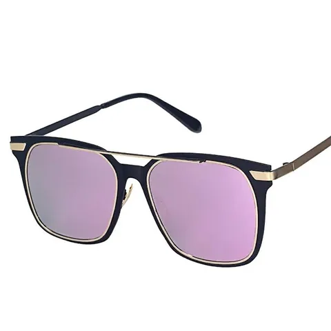 Gafas de Sol de Moda con Montura de Metal Cuadrada para Mujeres y Hombres Retro Lentes de Espejo Coloridas Protección UV400