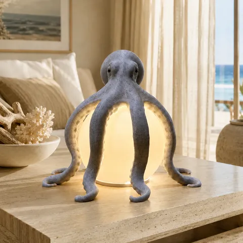 Creative Octopus Table Lamp Marine Life Atmosphere Light Plastic Desk Ornament Bedroom Bedside Night Light