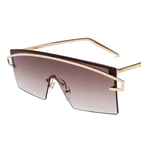 Fashion Oversized One-piece Shield Sunglasses For Women Men Luxury Metal Frame Gradient Colorful Mirror Lens Sunglasses UV400