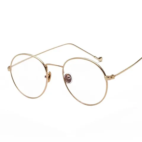 Montura de Gafas Ópticas Redondas de Metal Retro Unisex Anti Luz Azul Montura de Gafas Planas para Protección de Computadora