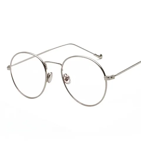 Montura de Gafas Ópticas Redondas de Metal Retro Unisex Anti Luz Azul Montura de Gafas Planas para Protección de Computadora