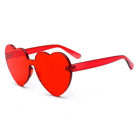 Heart Shaped Sunglasses One Piece PC Ocean Lens Rimless Fashion Eyewear For Women Retro Personality Party Decoration Sun Glasses