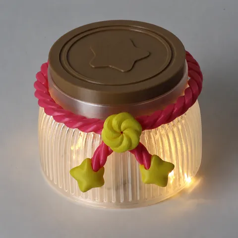 Dreamy Star Bow Wishing Bottle Decorative Light PLA LED Night Light Birthday Gift Home Decor Desktop Ornament