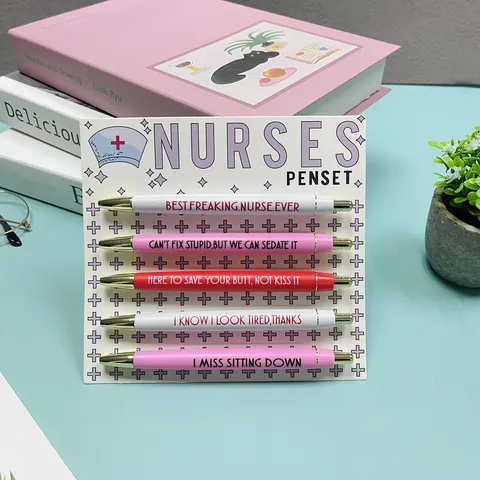 Funny Nurse Ballpoint Pens Set Retractable Multi Color Office Writing Pens With Humorous Quotes Novelty Medical Stationery Gift