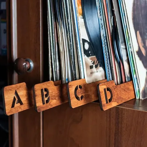 Hölzernes Alphabet Kreative Lesezeichen Vintage Schallplatten-Trenner Holshandwerk Büro Zuhause Desktop Dekorative Buch Zubehör