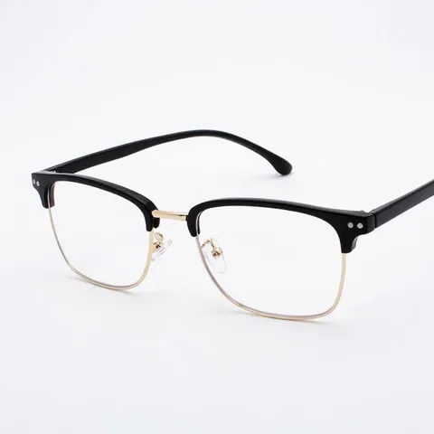 Retro Halbrahmen Großer Rahmen Brillengestell Für Herren Damen Literarischer Stil Mode Optische Brille Anti-Blaulicht Brillenfassung
