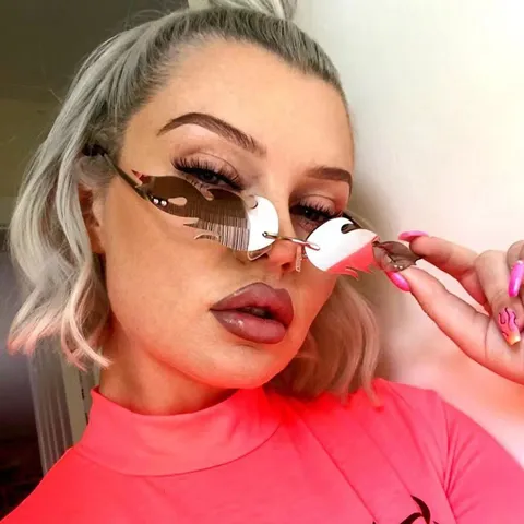 Gafas de Sol Sin Montura a la Moda con Forma de Llama para Mujer Patrón de Fuego Personalidad Gafas de Sol de Novedad Fiesta
