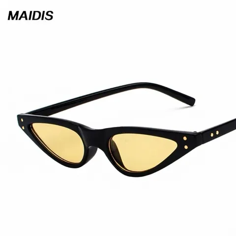 Retro Katzenaugen Sonnenbrille Für Damen Dreiecksrahmen Transparente Farbige Gläser Vintage Streetwear UV400 Mode Brillen