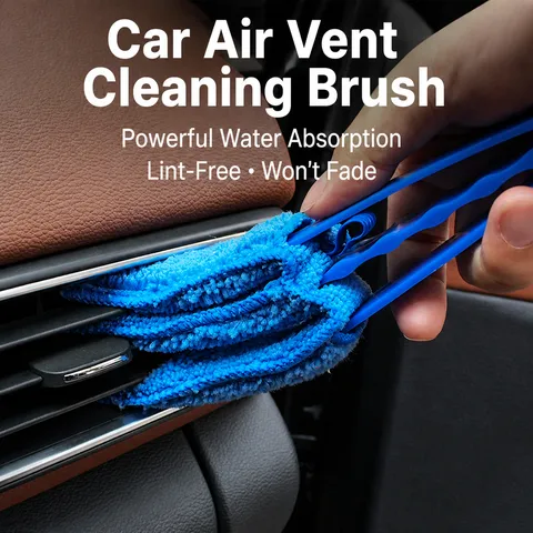Window Blinds Cleaning Brush Air Vent Dust Duster Tool Plastic Handle with Microfiber Cloth Cover for Home Office Car