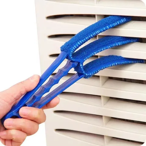 Cepillo de Limpieza para Persiana de Ventana Rejilla de Aire Herramienta Despolvadora Mango de Plástico con Funda de Microfibra