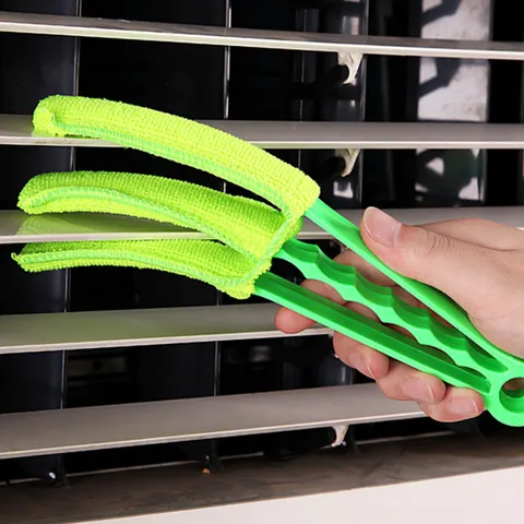Cepillo de Limpieza para Persiana de Ventana Rejilla de Aire Herramienta Despolvadora Mango de Plástico con Funda de Microfibra