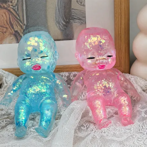 Cute Baby Doll Squishy Toy Slow Rebound Maltose Glitter Fidget Stress Relief Toy Soft Rubber Novelty Toy