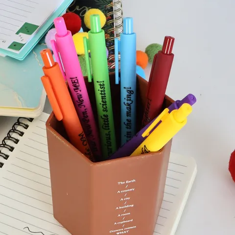 7 Days Motivational Quote Gel Pen Set Macaron Color Retractable Pens Fine Black Ink Cute School Stationery Writing Supplies